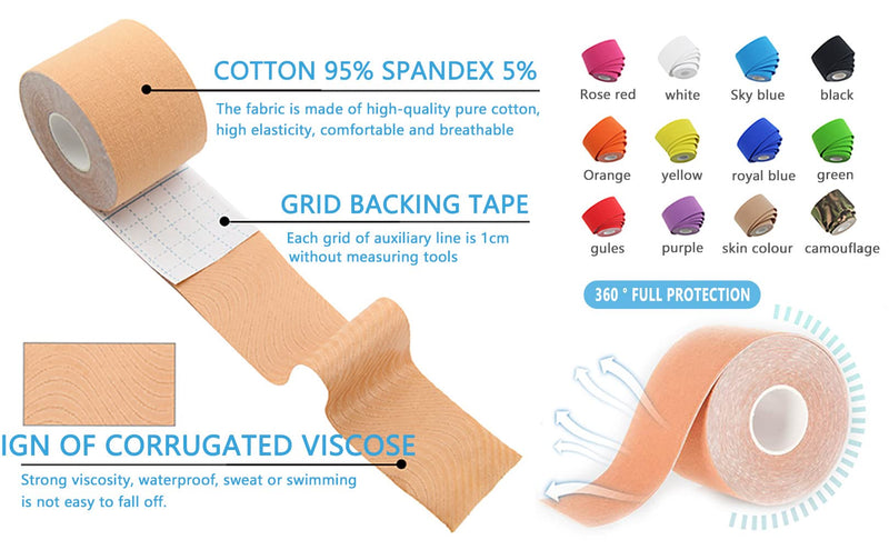 Kinesiology Tape 1/2/5 Rolls Relieve Sore Muscles And Sprains Kn? Chel Elastic Waterproof Good Vented-Ssigkeit Hypoallergenic Fda Ce Authentication 5 Cm X 5 M Soongo Purple - NewNest Australia