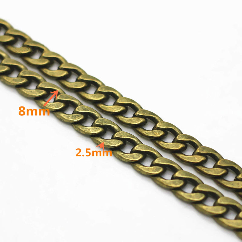 Model Worker DIY Iron Flat Chain Strap Handbag Chains Purse Chain Straps Shoulder Cross Body Replacement Straps with Metal Buckles (23.6", Bronze) 23.6" - NewNest Australia