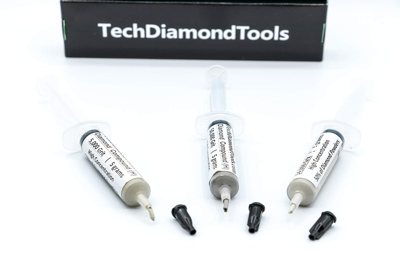 TechDiamondTools Diamond Polishing Paste Set of 3 Syringes X 5 Grams (H), Polishing Lapping Compound, Sizes 5000 14000 50000 Grit, Mesh - with High(50%) Concentration of Diamond Powders 50000 14000 5000 grit - NewNest Australia