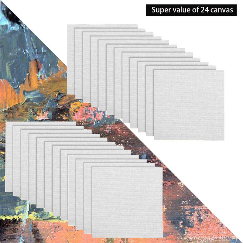 Dele 24 Pack Mini Canvas Panels 4x4 Artist Canvas Boards, Double-Wrapped Acid Free Small Art Canvas Value Pack for Oil & Acrylic Painting. - NewNest Australia
