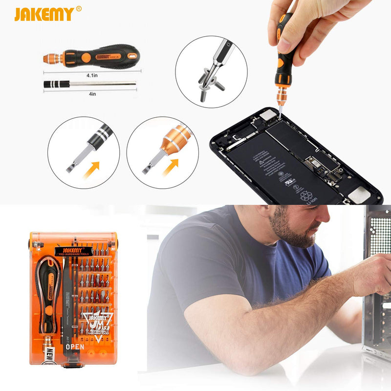 Screwdriver Set 43 in 1 Precision Screwdriver Kit JAKEMY Magnetic Replaceable Bits Repair Tool Kit Opening Tool and Tweezer for iphone Cellphone PC Electronics JM-8153+ 43 in 1 - NewNest Australia