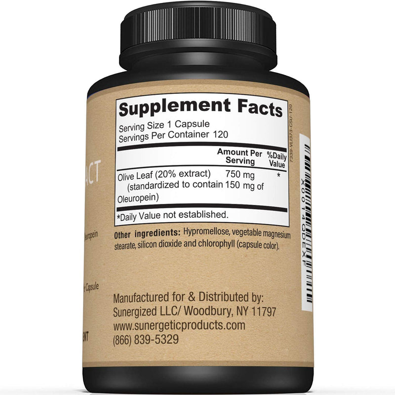 Premium Olive Leaf Extract Capsules – Standardized to 20% Oleuropein – Super Strength Olive Leaf Exact Supplement Supports Immune System & Cardiovascular Health – 750mg Per Capsule – 120 Capsules - NewNest Australia