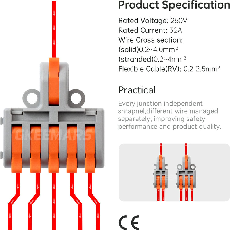 GKEEMARS 26Pcs Compact Splicing Connectors Wire Connectors Kit 2, 3 and 5 Circuit Inline Splices 24-12 AWG - NewNest Australia