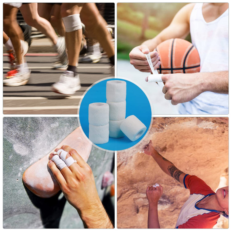 6 Rolls Cohesive Bandage, 2" x 5 Yards Self Adherent Wrap Medical Tape Breathable Elastic Adhesive Bandage Athletic Sports Tape for Finger Ankle Wrist (White) White - NewNest Australia