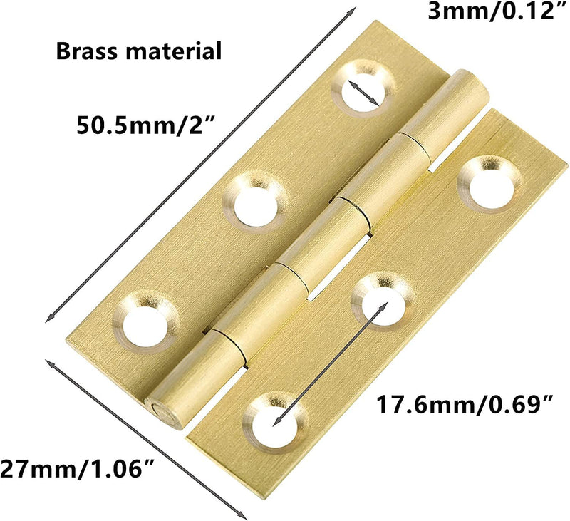 XMHF 8 Pcs 2 Inch Butt Hinges Miniature Solid Brass Hinges Cabinet Drawer Folding Butt Hinges for Cabinet Drawer Wooden Jewelry Box - NewNest Australia