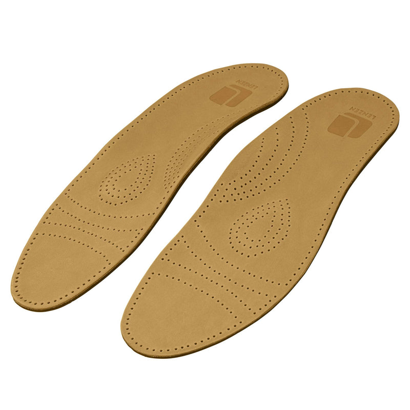 Lenzen 1 pair of Prestige footbed insoles made of high-quality leather I orthopedic shoe insoles with metatarsal support, heel pad and activated carbon beige 45 - NewNest Australia