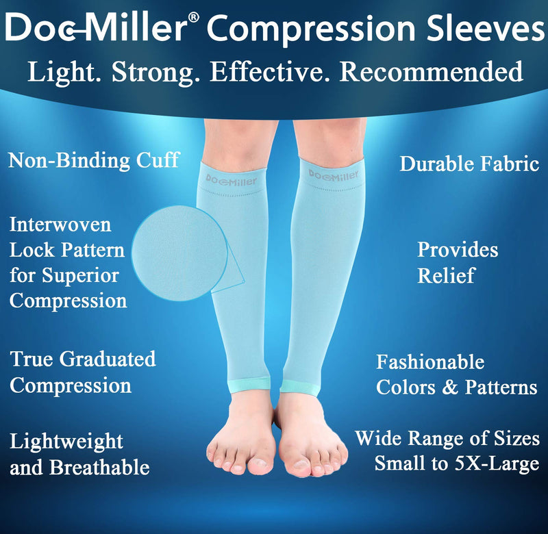 Doc Miller Calf Compression Sleeve Men and Women - 20-30mmHg Shin Splint Compression Sleeve Recover Varicose Veins, Torn Calf and Pain Relief - 1 Pair Calf Sleeves Teal Color - XX-Large Size - NewNest Australia