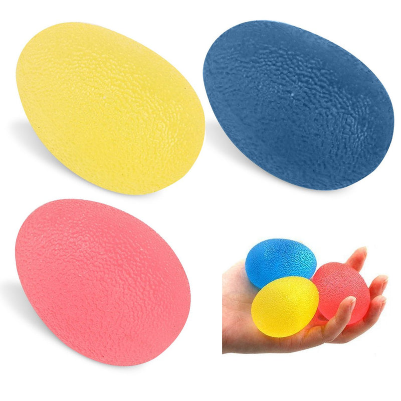 Pack of 3 Hand Strengthening Stress Relief Therapy Balls - Eleoption Reusable Friendly Hand Finger/Grip/Strengthen/Therapy Stress Egg Balls Soft & Medium & Firm, Resistance Exercise Squeeze Eggs - NewNest Australia