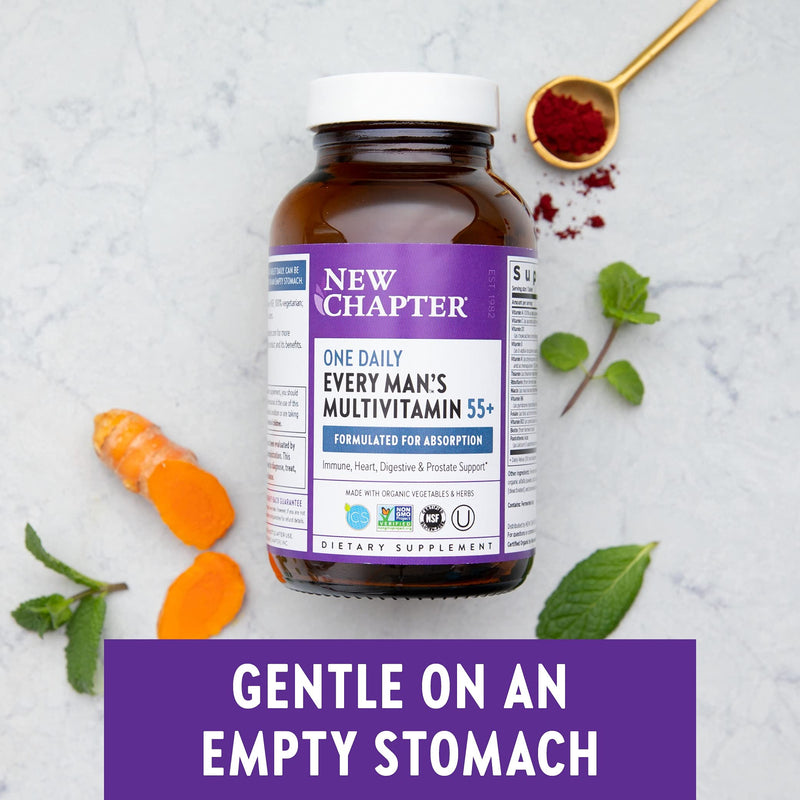 New Chapter Multivitamin for Men 50 Plus + Immune Support - Every Man's One Daily 55+ with Fermented Probiotics + Whole Foods + Astaxanthin + Organic Non-GMO Ingredients - 48 ct Tablet for Men 48 Count - NewNest Australia