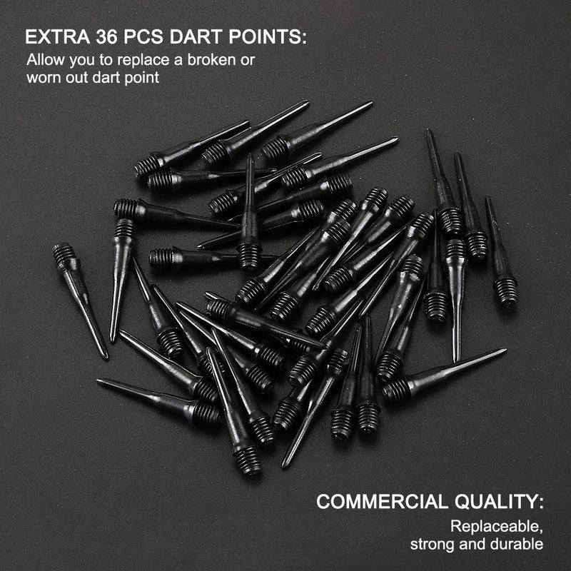 Accmor 12 Pcs Darts Plastic Tip, Soft Tip Darts Set, 14g Plastic Tipped Dart, Attach Extra 36 Black 2BA Replacement Tips, Soft Tip Darts for Electronic/Plastic Dartboard Red ,Blue, Green-Classic - NewNest Australia