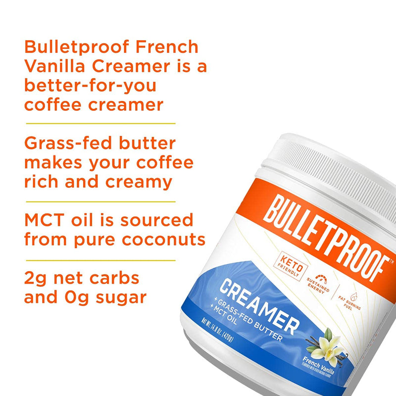 Bulletproof French Vanilla Creamer, 14.8 Ounces, Keto Coffee Creamer with MCT Oil and Grass-Fed Butter - NewNest Australia