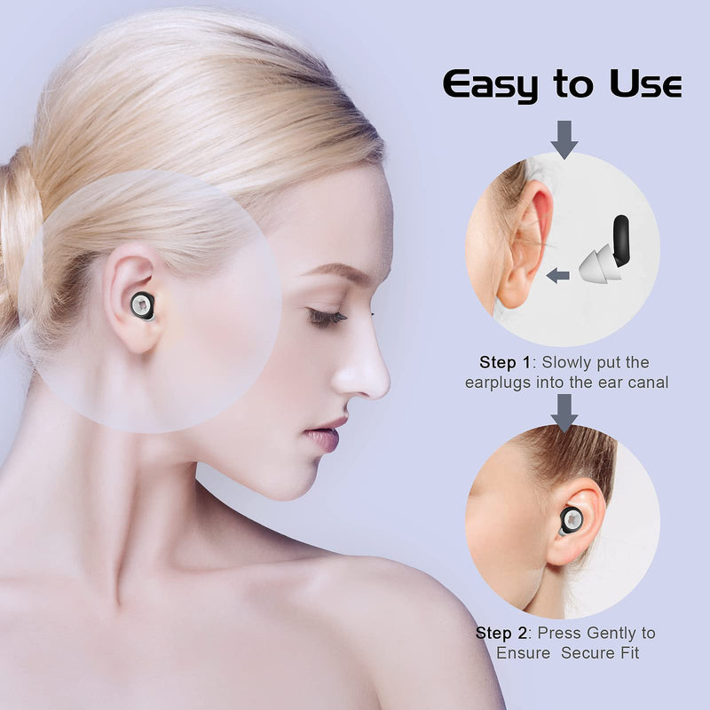 Yaumany Ear Plugs For Sleeping, Hearing Protection Earplugs, 2 Pairs, Reusable And Washable Silicone Ear Plugs For Sleeping, Snoring, Work, Learning, Swimming, Planes, Snr 33 Db, Black/Blue - NewNest Australia