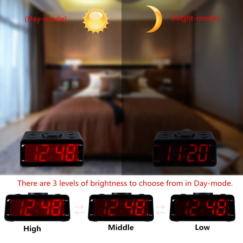 NewNest Australia - KWANWA Battery Operated Only Cordless LED Electronic Alarm Clock with Clear Voice Recording Alarm,1.2 inch Red Numbers Display 