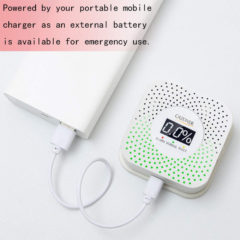 Cazoner Natural Gas Detector and Propane Alarm, Methane, Butane, LPG, LNG, Home Gas Alarm for Kitchen, Camper, or RV, Visual Audible High Sensitivity Gas Leak Alarm with LCD Display;Dual USB Power Upgraded LCD Display(White) - NewNest Australia