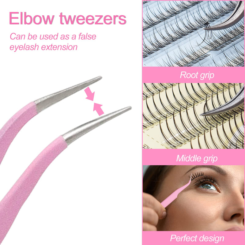 Sularpek 2 Pieces Tweezers Point, Professional Tweezers Eyelashes, Stainless Steel Tweezers Curved Straight Tweezers, Eyelash Extension Tweezers, Blackhead Remover Eyebrow Removal Tweezers (Pink) - NewNest Australia