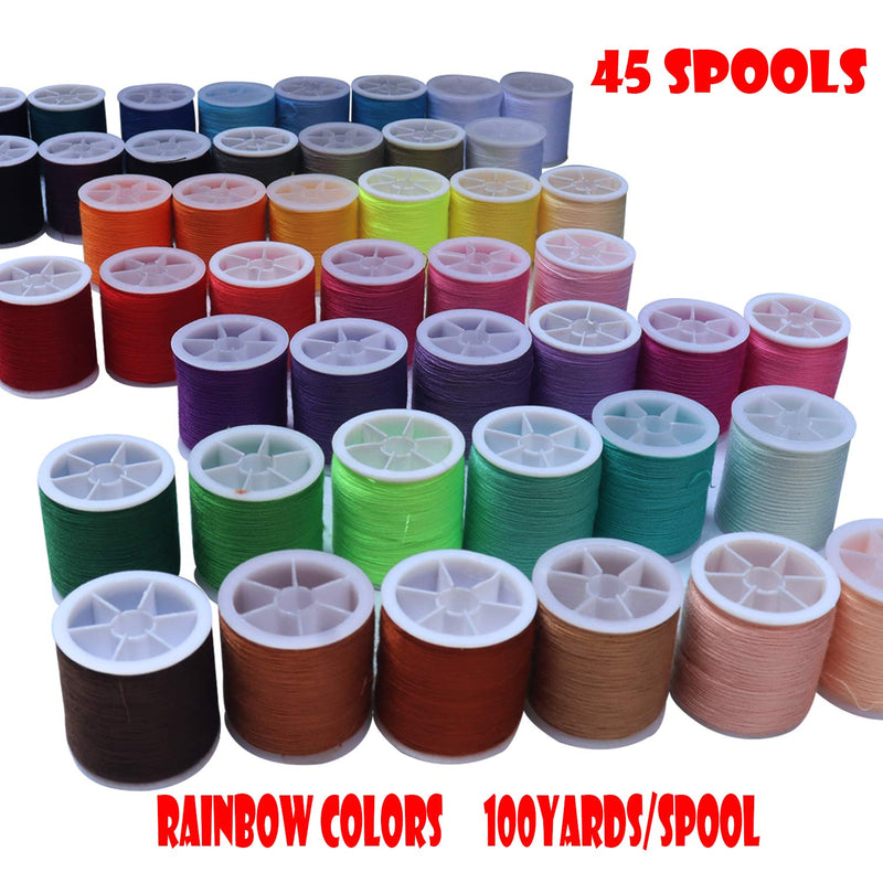 45 spools Sewing Thread Kits Polyester for Hand & Machine Sewing Total 4500yards 45 Rainbow spool - NewNest Australia