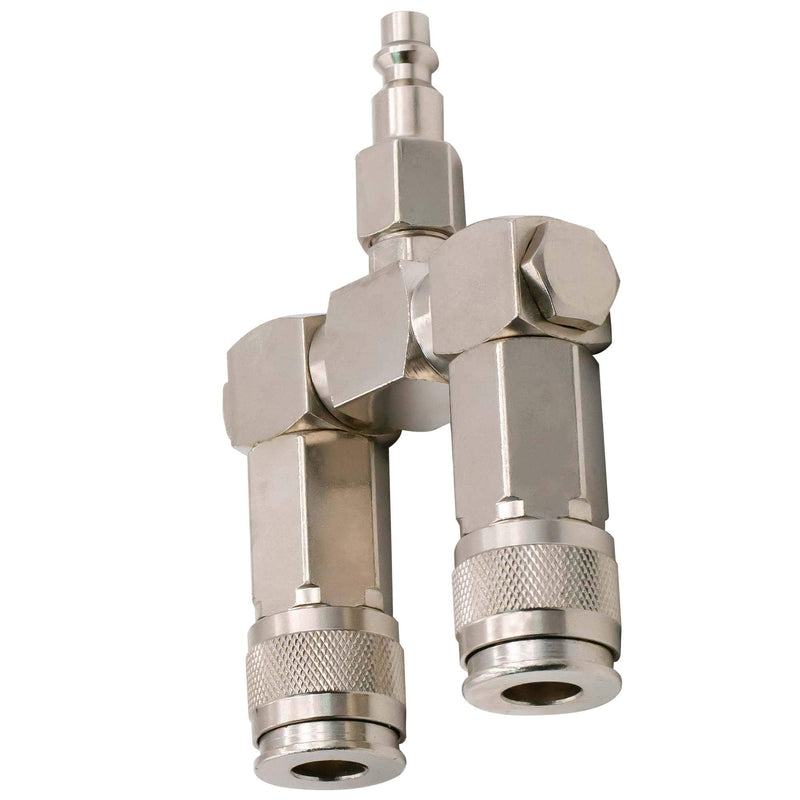 FIXSMITH Air Hose Connector- 2 Way Air Hose Splitter,1/4 In NPT, Air Compressor Accessories Fittings, Swivel 360 Degrees Connectors. 1 Pack - NewNest Australia