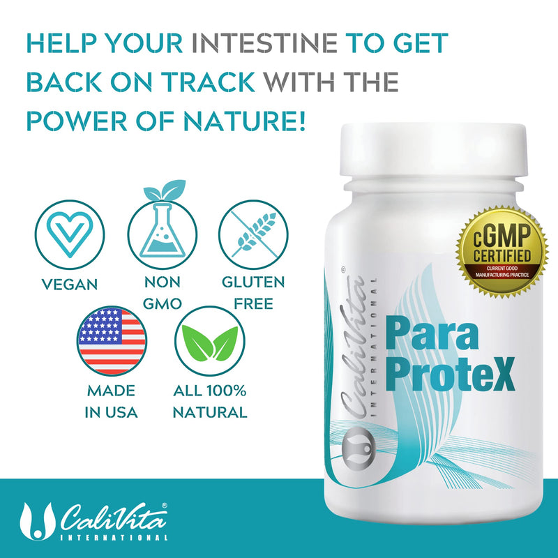 ParaProtex - Colon Cleanse Tablets - Natural Dewormer for Humans - Gut Health Supplement - Garlic Powder, Clove Oil, Grapefruit Seed Extract, Wormwood & More - 100 Tablets - by CaliVita - NewNest Australia