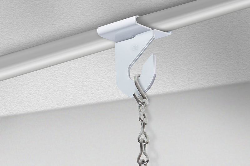 NewNest Australia - Pack of 50 Pairs - High Strength Aluminum Two Piece Ceiling Hooks for Drop-Ceiling T-Bars, 50 Right and 50 Left, White Enamel Finish, Holds up to 15 lbs. 1"W x 1 ½"H 