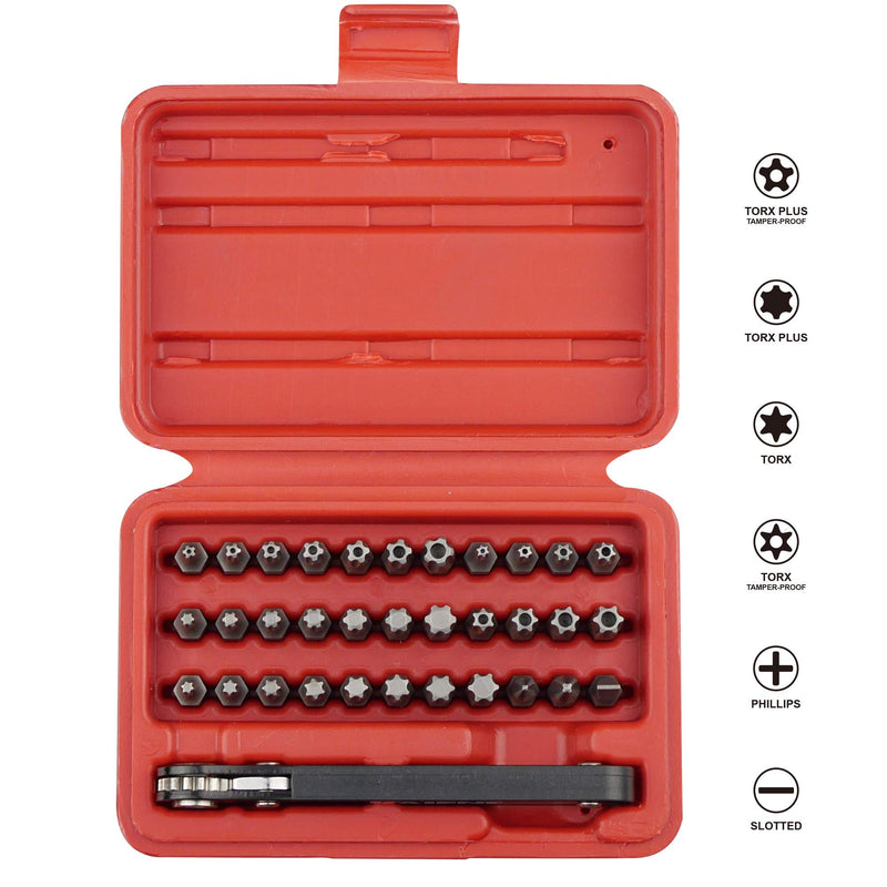 KAIFNT K403 Comprehensive Torx Bit Set with Mini Ratchet Wrench, 1/4-Inch Drive, 34-Piece - NewNest Australia