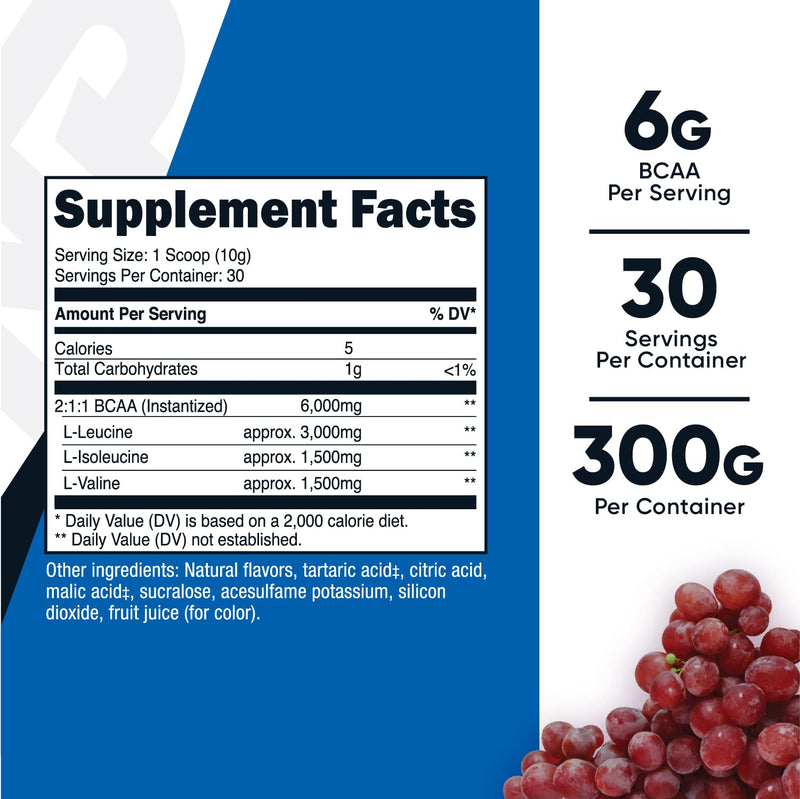 Nutricost BCAA Powder 2:1:1 (Grape, 30 Servings) Grape 30 Servings (Pack of 1) - NewNest Australia