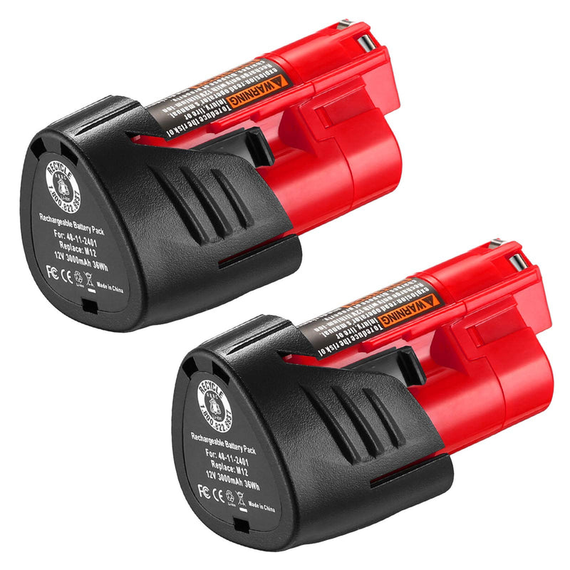 Replacement Battery Pack for Milwaukee M12 Battery, Compatible with Milwaukee M12 XC Cordless Power Tools, 3000mAh Li-ion Battery Replace for 48-11-2401, 48-11-2402, 48-11-2440, 48-11-2411(2-Pack) - NewNest Australia