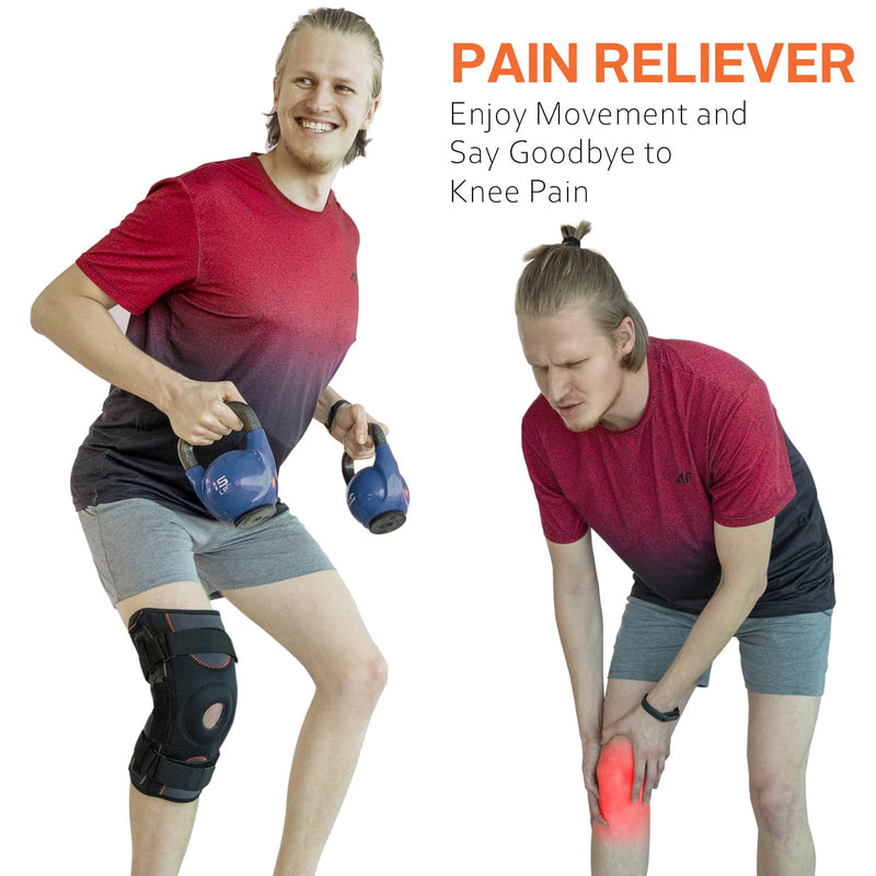 Omples Hinged Knee Brace for Knee Pain Knee Braces for Meniscus Tear Knee Support with Side Stabilizers for Men and Women Patella Knee Brace for Arthritis Pain Running Working Out Black (Small) Small - NewNest Australia