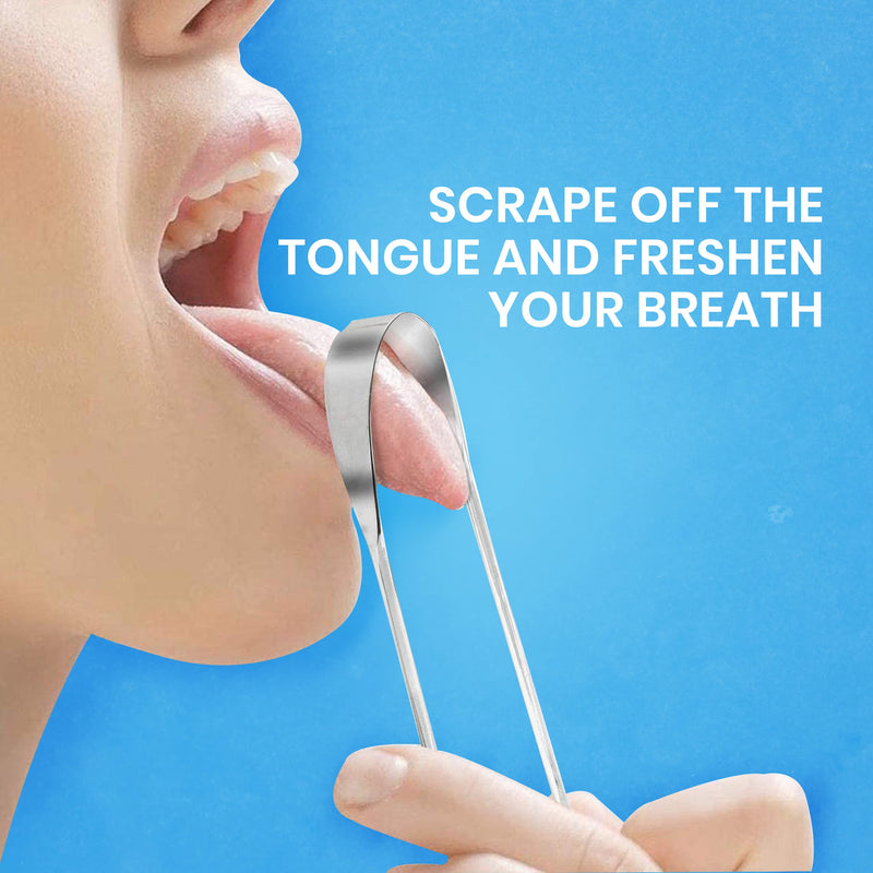 Hokin Tongue Scraper For Adults Tongue Cleaner Stainless Steel Bad Breath Fight 100% Metal Tongue Scraper Cleaner Men And Women Tongue Brush Oral Hygiene Product (2 Pieces Oral Care Pack) - NewNest Australia