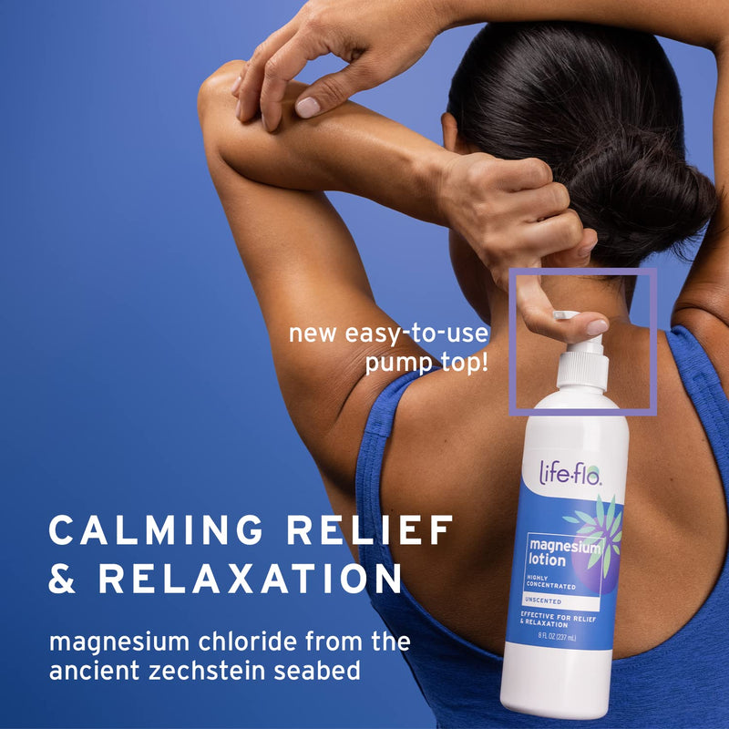 Life-flo Magnesium Lotion, Unscented Massage & Body Lotion, Relief & Relaxation for Overworked Muscles & Joints, With Magnesium Chloride from the Zechstein Seabed, Plus Shea Butter & Coconut Oil, 8oz Unflavored 8 Ounce - NewNest Australia