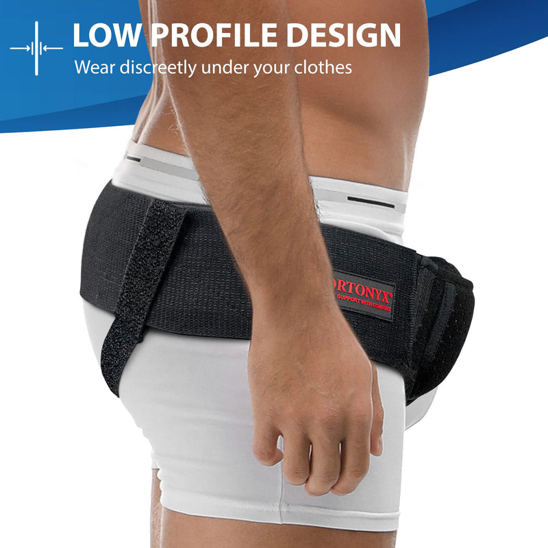 ORTONYX Inguinal Groin Hernia Belt for Men and Women with Removable Compression Pad and Adjustable Waist Strap, Hernia Support Truss for Inguinal, Incisional Hernias, Left / Right Side - Black S/M - NewNest Australia