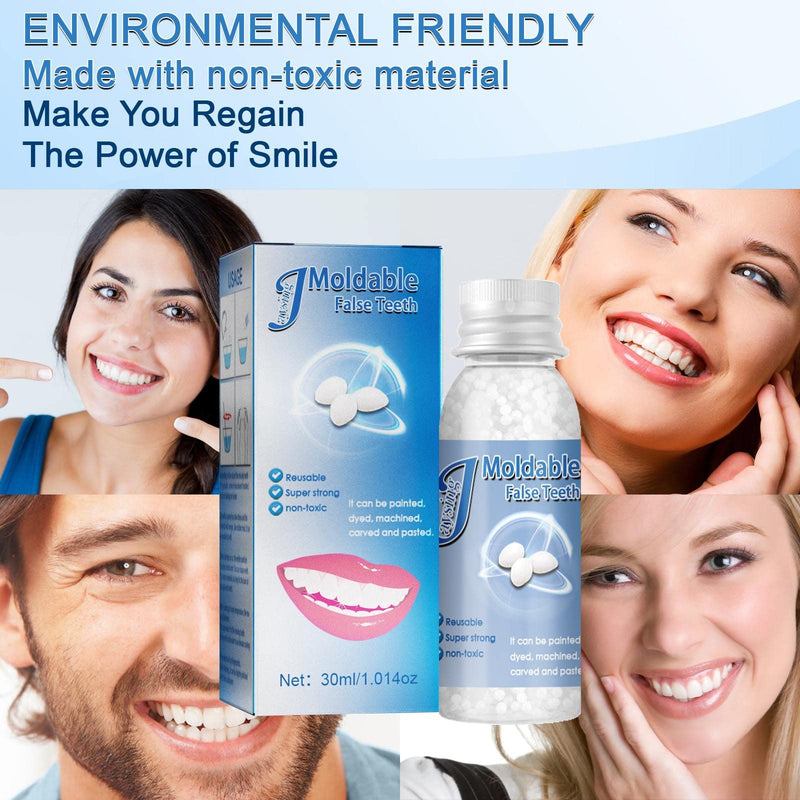 False Teeth Tooth Repair Granules, Temporary Tooth Repair Kits, DIY Moldable - Temporary Tooth Repair Beads, Tooth Bonding Kit for Fix The Missing and Broken Tooth, Instantly Confident Smile (2PC) 2pc - NewNest Australia