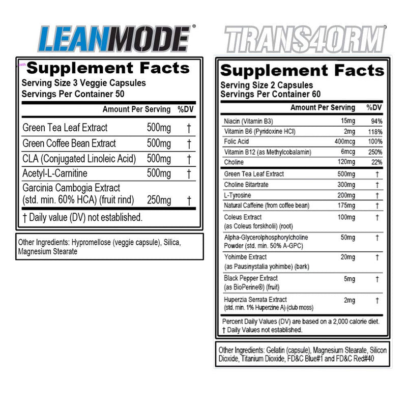 Evlution Nutrition Trans4ormation Mode Stack Trans4orm (60 Serving), Lean Mode (50 Serving) Weight Loss Diet Kit, Diet Pills for Men and Women - NewNest Australia