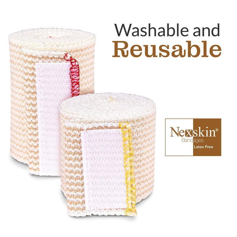 Nexskin (2” Wide, 1 Pack) | Latex Free Organic USA Cotton | Stretch Elastic Athletic/Medical Compression Bandage Hook & Loop Fasteners Both Ends | Lifetime Washable Reusable 2 Inch (Pack of 1) - NewNest Australia