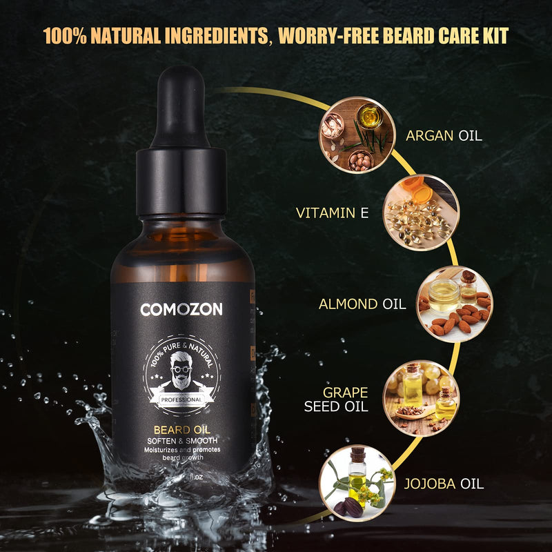 Beard Grooming Kit for Men, 12 in 1 Beard Growth Kit with Beard Roller, Beard Set with Beard Oil, Beard Shampoo, Beard Conditioner, Beard Brush, Beard Balm, Beard Comb, Scissors, Gifts for Him citric acid - NewNest Australia
