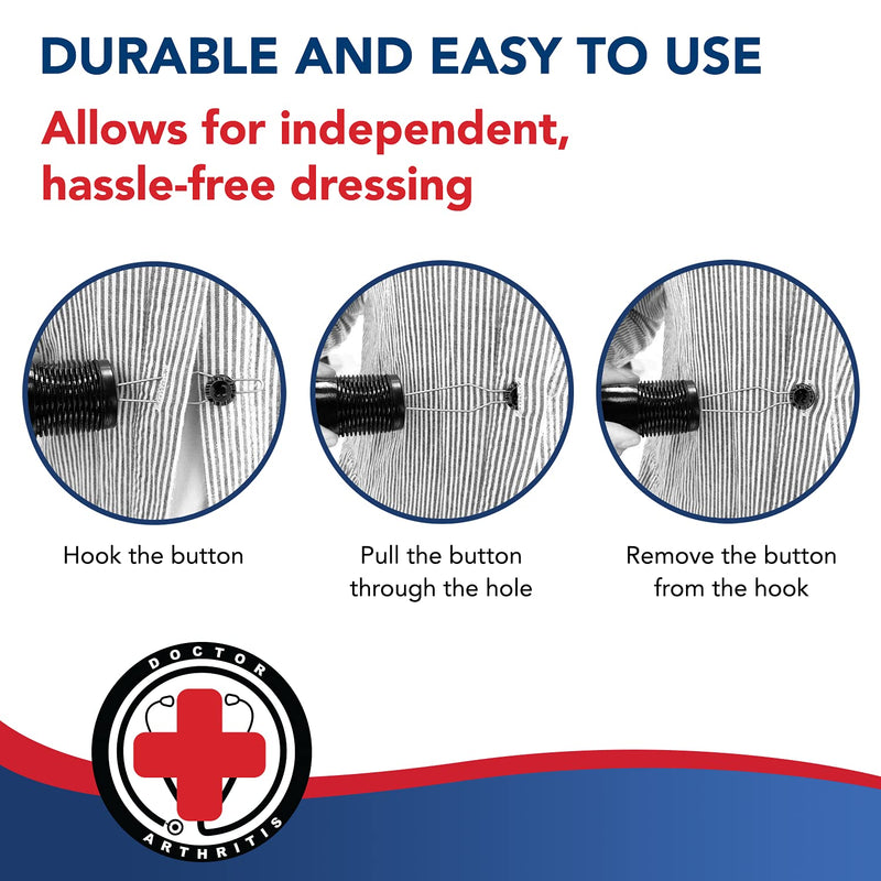 Button Hook & Zipper Pull, Assist, Helper Device, Dress Clothes Tool, Button Shirts Aid, One Hand, Disability, Handicapped and Seniors by Dr. Arthritis - NewNest Australia