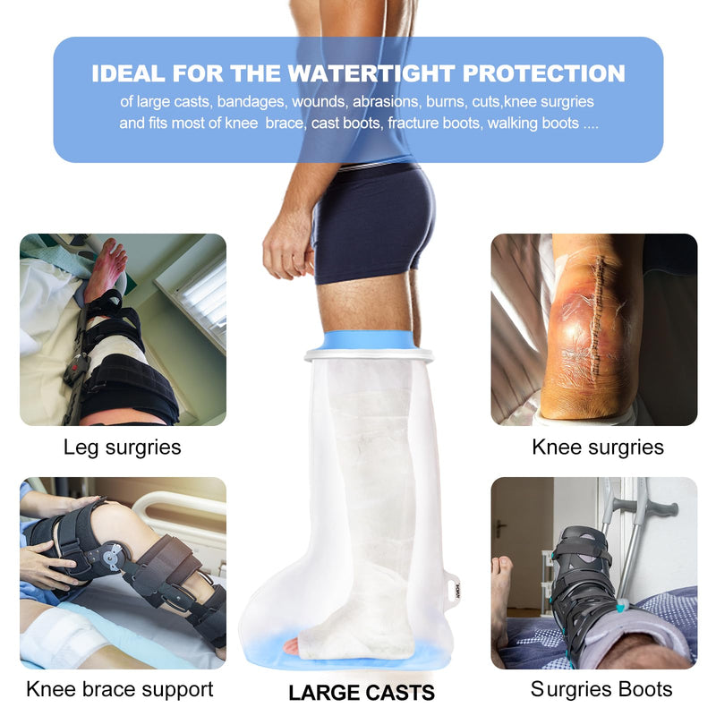 YUNCHI Shower Protection Leg Long Adult Anti Slip XL Cast Protection Waterproof Reusable Bandage Protection for Orthosis Blocks Fixator Thigh Knee Plaster Bandages (Long Leg Protector XL) - NewNest Australia