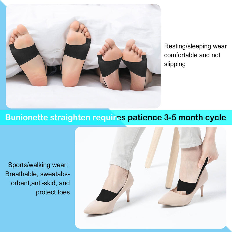 DYKOOK Tailors Bunion Corrector 1Pair Bunionette Sleeves Built-in Gel Pads Silicone Cover Guard With Non-slip Strap to Relief Bunion Pinky Toe Pain, Straighten Bunionette,Overlapping toe(Black-Large) L Black - NewNest Australia