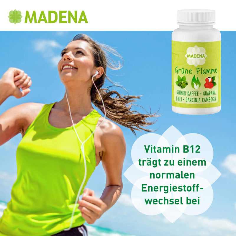 MADENA Green Flame | high dosage in pharmacy quality | Green coffee extract Guarana Konjac root Garcinia Cambogia + Chili extract L-Carnitine 100 caps. - NewNest Australia