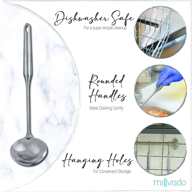 Millvado Soup Ladle Stainless Steel: 4-Oz Soup Ladles for Serving - Ladel Stainless - Laddel for Soup, Sauce, Punch, Etc - Metal Gravy Ladle - Stainless Steel Ladle - Sauce Spoon - 4 Ounce Ladel Spoon - NewNest Australia
