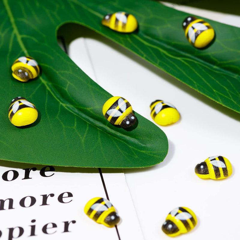 120 Pcs Bees for Crafts, Self-Adhesive Bumble Bee Decorations, Cute Wooden Bee Buttons for Small Juts Bee Hives, Potted Plant, Honey Dippper Sticks - NewNest Australia
