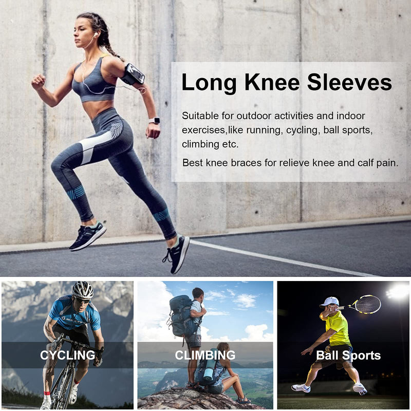 Full Leg Sleeves Long Compression Leg Sleeve Knee Sleeves Protect Leg, for Man Women Basketball, Arthritis Cycling Sport Football, Reduce Varicose Veins and Swelling of Legs(Pair) Green-Updated Medium (1 Pair) - NewNest Australia
