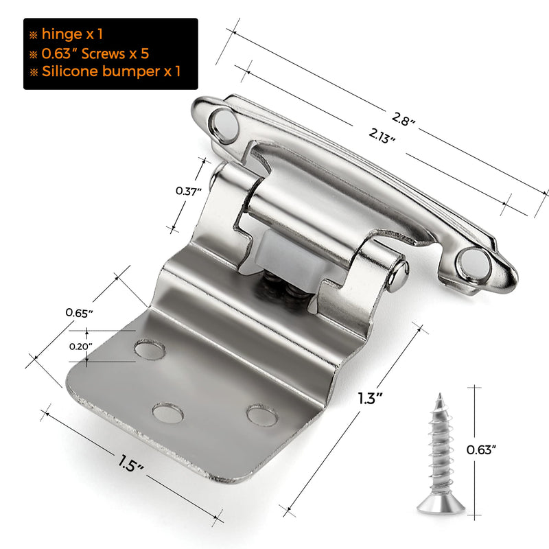 Ravinte 10 Packs (5 Pairs) 3/8" Inset Satin Nickel Cabinet Hinge,Self Closing Hinges for Kitchen/Bathroom/Furniture Cabinets & Doors,Decorative Cabinet Hardware Kitchen Cabinet Hinges with Door Bumper - NewNest Australia