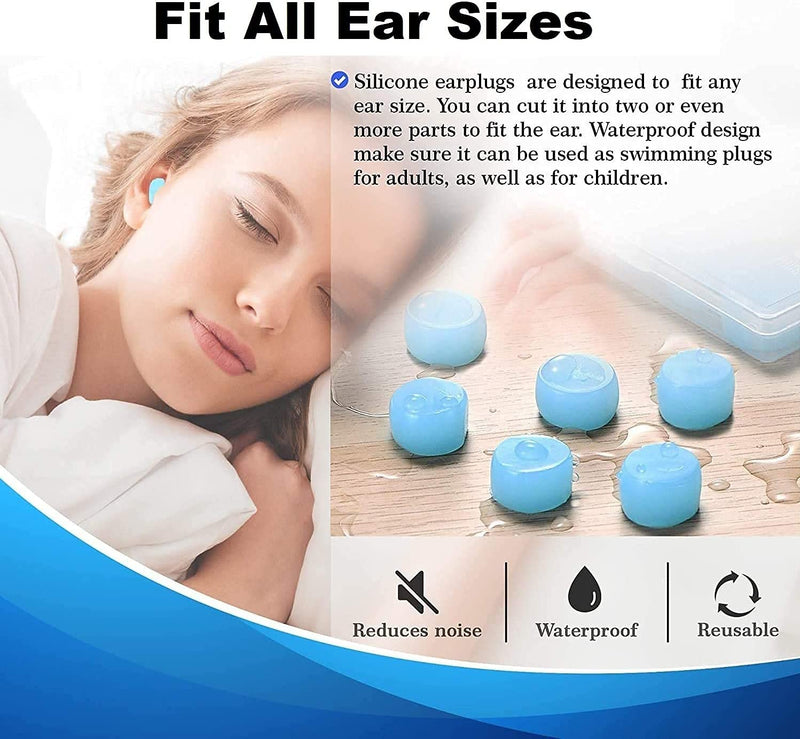 Silicone Ear Plugs for Sleeping Custom Fit Noise Reduction Reusable Super Soft Silicone Earplugs for Snoring, Swimming, Travel, Concerts, Work, Studying, Loud Noise - The Earplug for Sleep - NewNest Australia