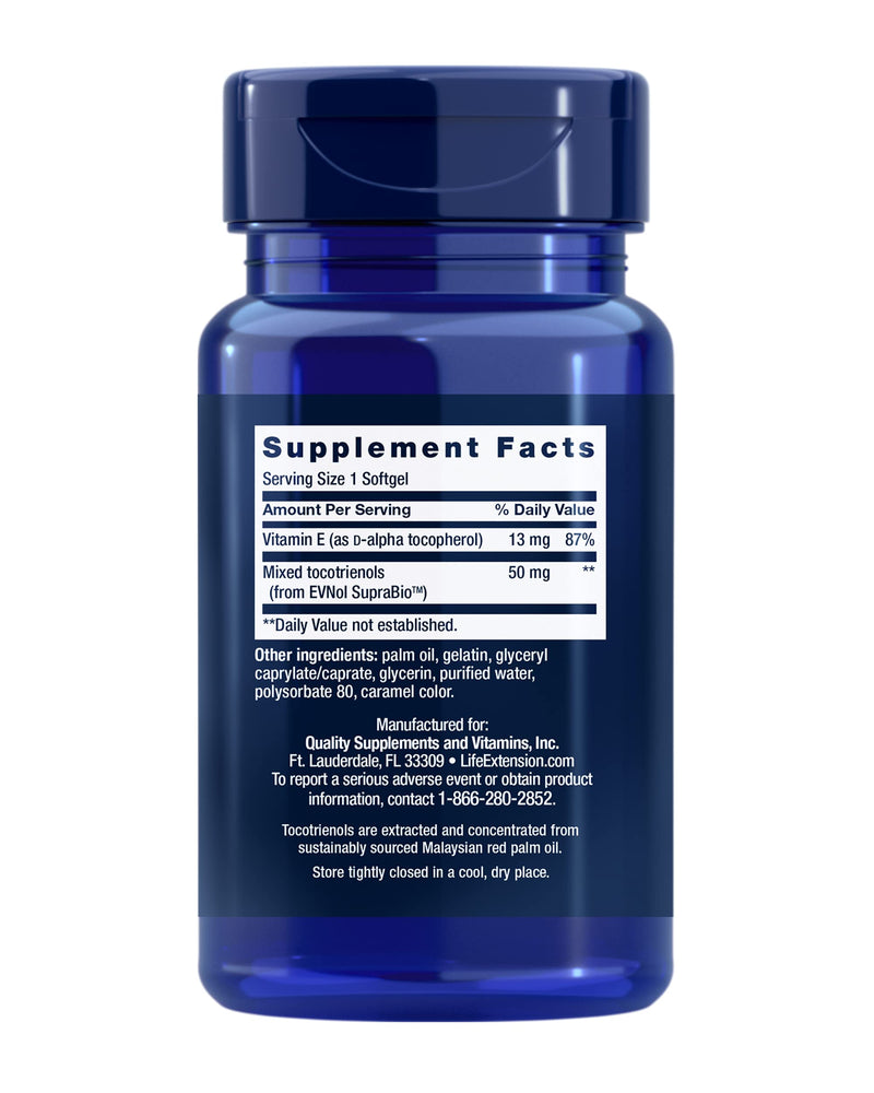 Life Extension Super Absorbable Tocotrienols – Vitamin E D-alpha tocopherol Supplement Pills For Healthy Brain, Hair, Skin, Eye and Immune System – Gluten-Free, Non-GMO – 60 Softgels - NewNest Australia