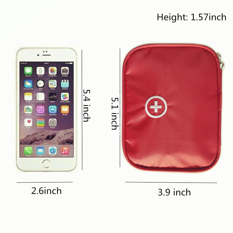 Lingcat Portable Empty First Aid Bag, Mini Travel Medicine Pouch, Double Zippers, Practical Pill Bag for Travel, School, Home (Red) - NewNest Australia