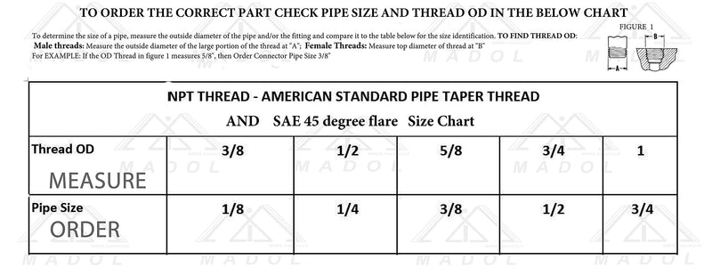 Brass Connector for Fuel or Gas Line coupling adapter 46F 3/8" flare 45° x 3/4" FNPT Campana Niple - [46F0612] Conector de latón para línea de combustible o gas 46F Mflare 45 ° x FNPT - NewNest Australia