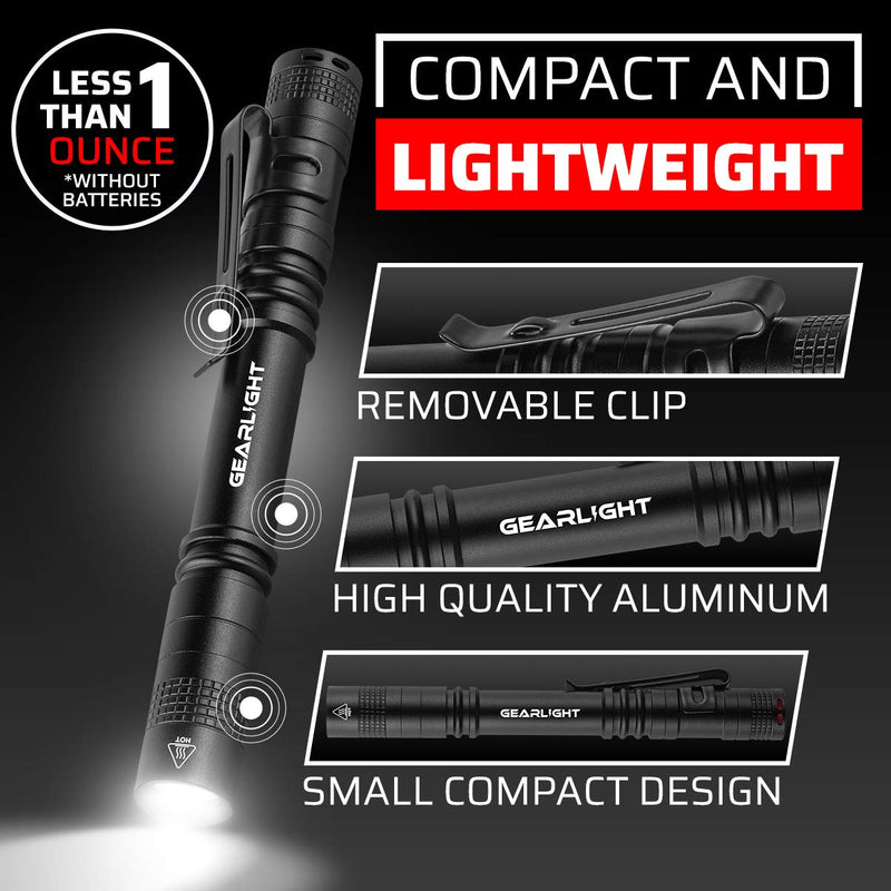 GearLight LED Pocket Pen Light Flashlight S100 [2 Pack] - Small, Mini, Stylus PenLight with Clip - Perfect Flashlights for Inspection, Work, & Repair - NewNest Australia