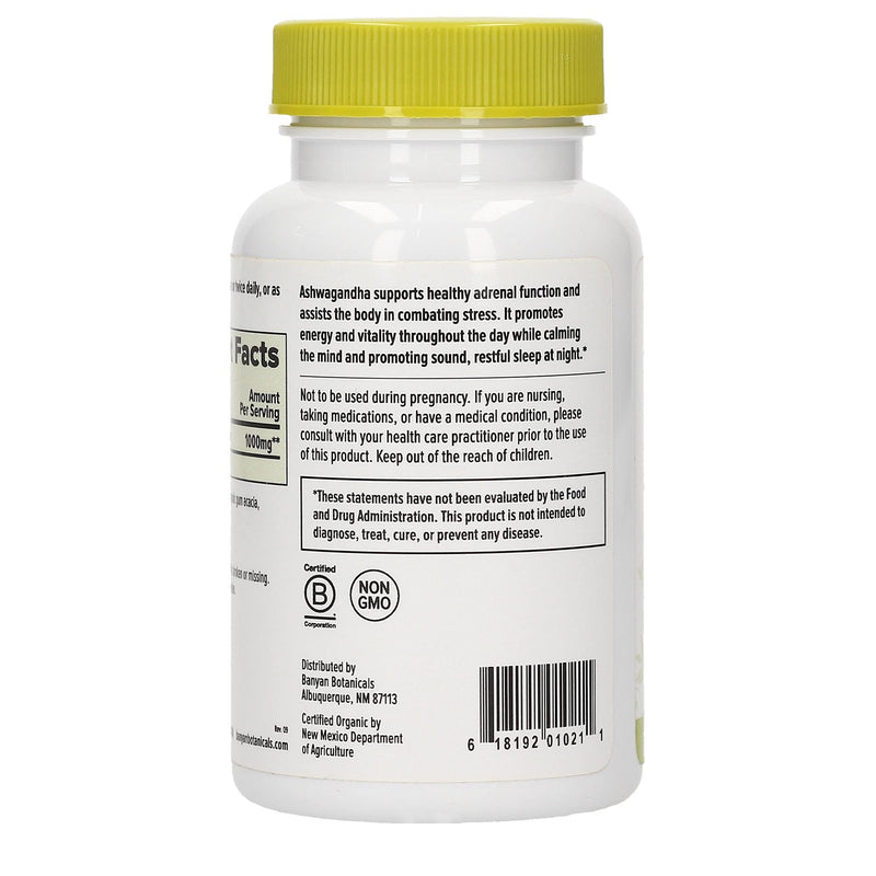 Banyan Botanicals Organic Ashwagandha Supplement – Withania somnifera – For Adrenal Support, Healthy Immune System, Stress Relief, Strength & More* – 90 Tablets – Non-GMO Sustainably Sourced Vegan FFL - NewNest Australia