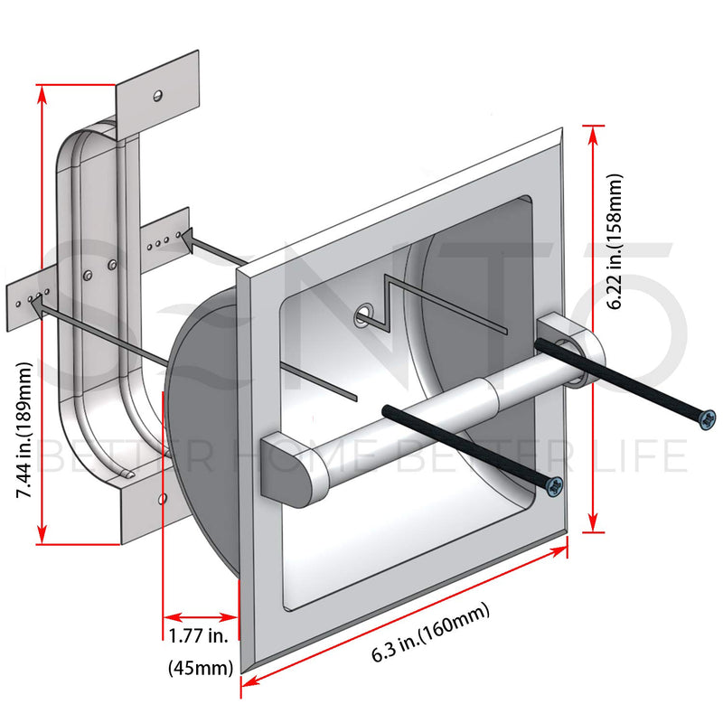 SENTO Recessed Matte Black Toilet Paper Holder, Wall Mounted Heavy Duty Metal Toilet Paper Roll Holder with Rear Mounting Bracket, in Wall, Easy Installation, Matte Black - NewNest Australia