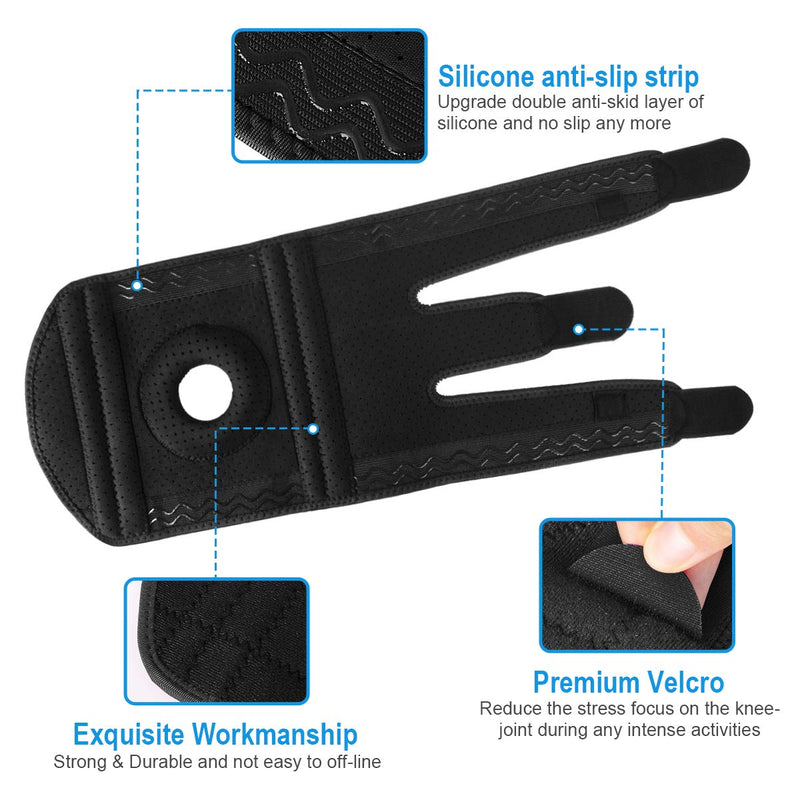 AVIDDA Knee Supports, Open Patella Knee Brace for Men Women, Neoprene Knee Braces for Joint Pain, Sports, Walking, Running, Black Large (18.5" to 22.5") Size M-XL: 18.5" to 22.5" - NewNest Australia